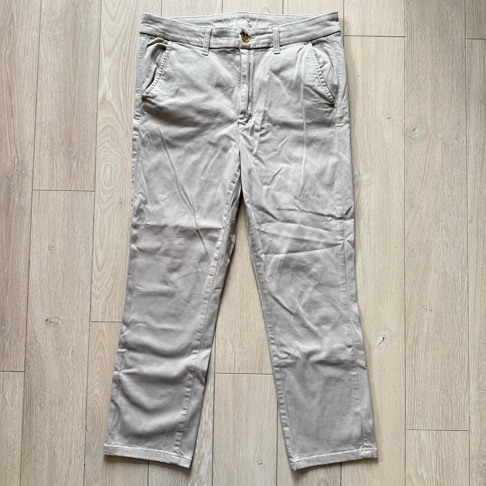 American Eagle Outfitters High Rise Skinny Cropped Pants Beige Women’s Size 12